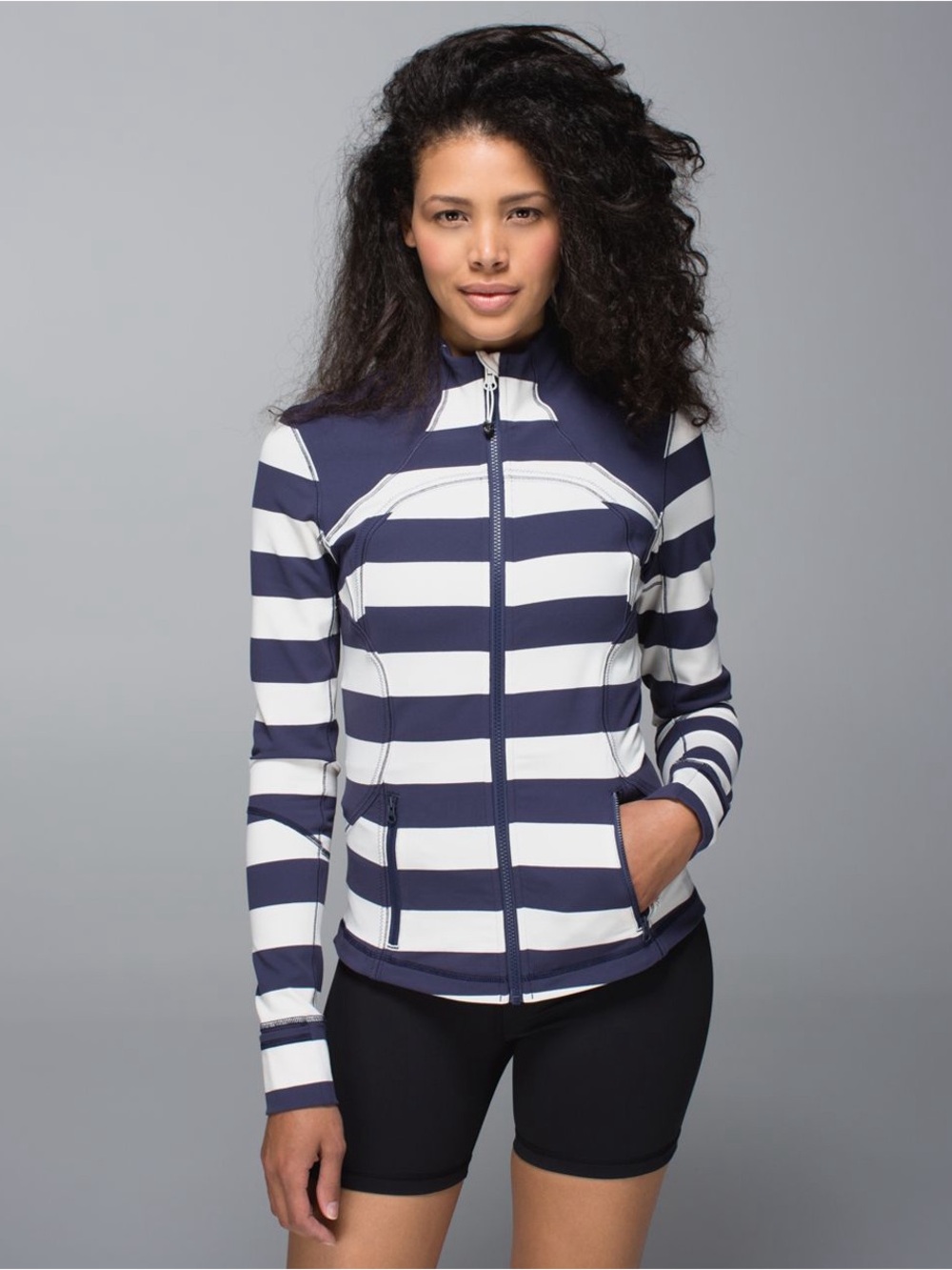 Lululemon Forme Jacket *Cuffins Striped Navy White - 6